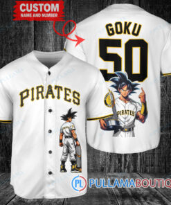 Pittsburgh Pirates x Son Goku Kakarot Super Saiyan Dragon Ball Z with Trophy Baseball Jersey White V2