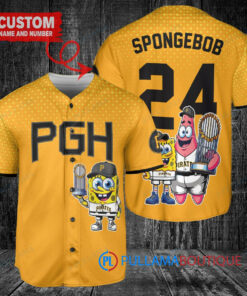 Pittsburgh Pirates x SpongeBob SquarePants with Trophy Custom Baseball Jersey Gold City Connect