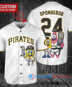 Pittsburgh Pirates x SpongeBob SquarePants with Trophy Custom Baseball Jersey White