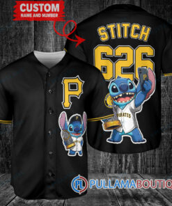 Pittsburgh Pirates x Stitch with Trophy Baseball Jersey Black