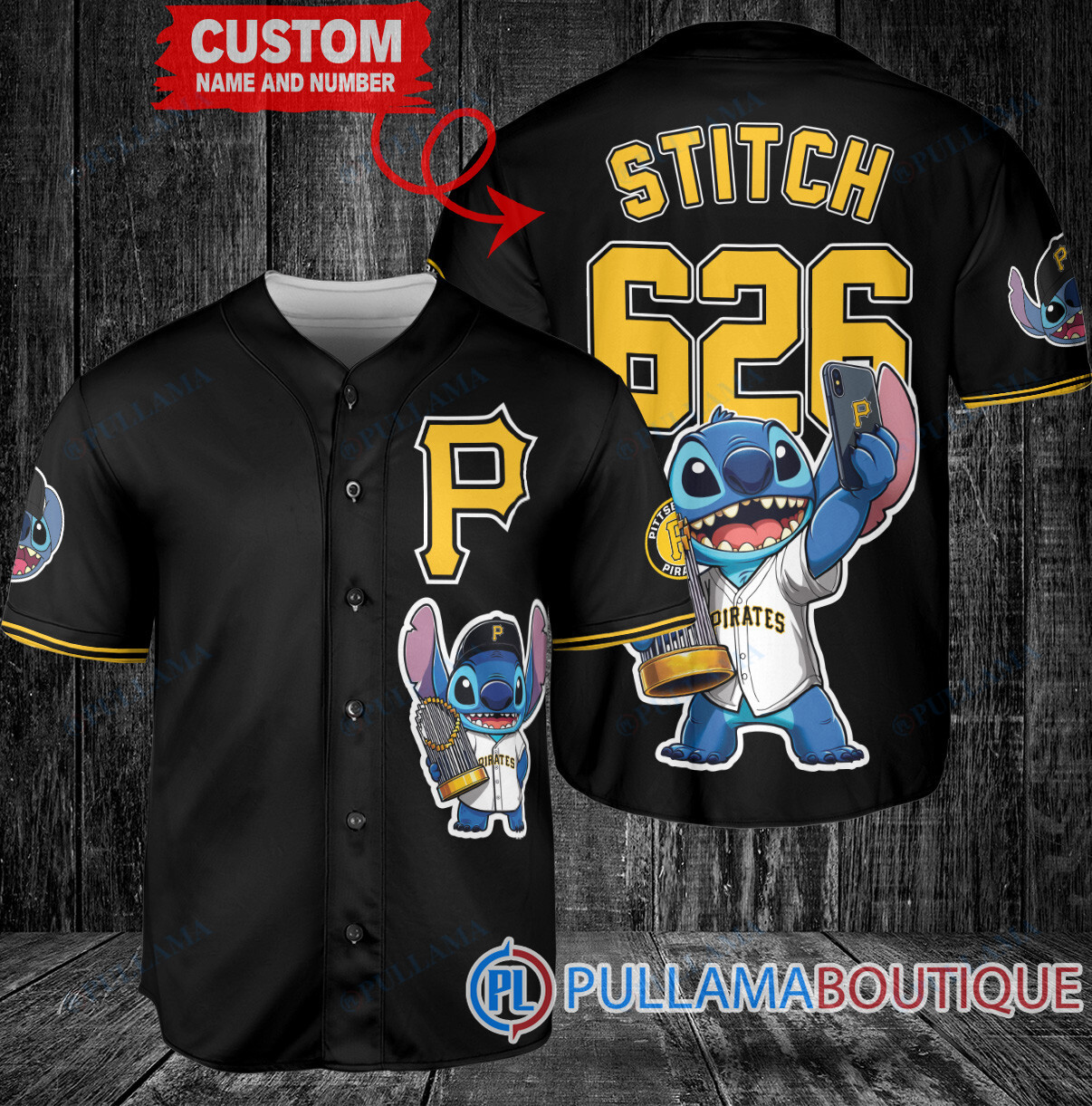 Baltimore Orioles x Stitch with Trophy Baseball Jersey Black City Connect