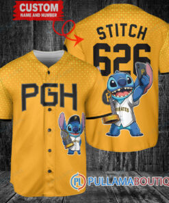 Pittsburgh Pirates x Stitch with Trophy Baseball Jersey Gold City Connect