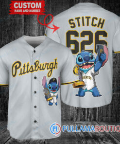 Pittsburgh Pirates x Stitch with Trophy Baseball Jersey Gray