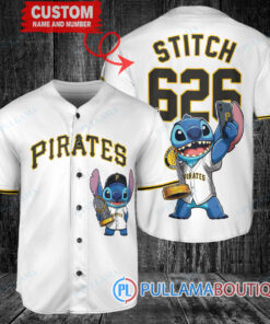 Pittsburgh Pirates x Stitch with Trophy Baseball Jersey White