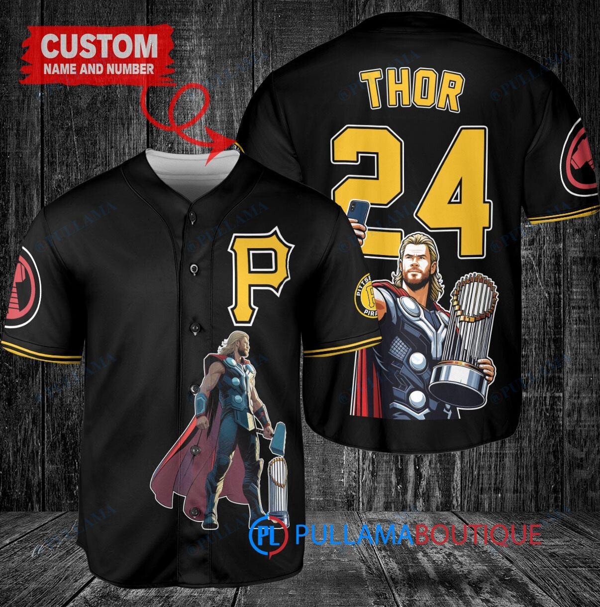 Detroit Tigers x Thor Marvel with Trophy Custom Baseball Jersey Navy