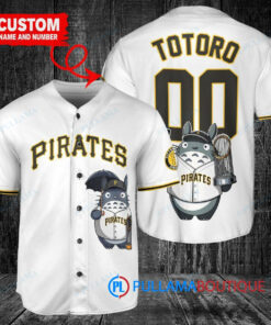 Pittsburgh Pirates x Totoro Studio Ghibli with Trophy Custom Baseball Jersey White