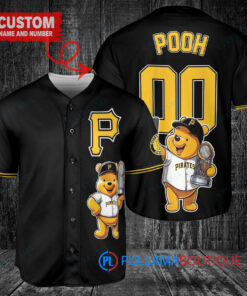 Pittsburgh Pirates x Winnie the Pooh with Trophy Custom Baseball Jersey Black