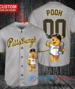 Pittsburgh Pirates x Winnie the Pooh with Trophy Custom Baseball Jersey Gray