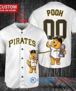 Pittsburgh Pirates x Winnie the Pooh with Trophy Custom Baseball Jersey White