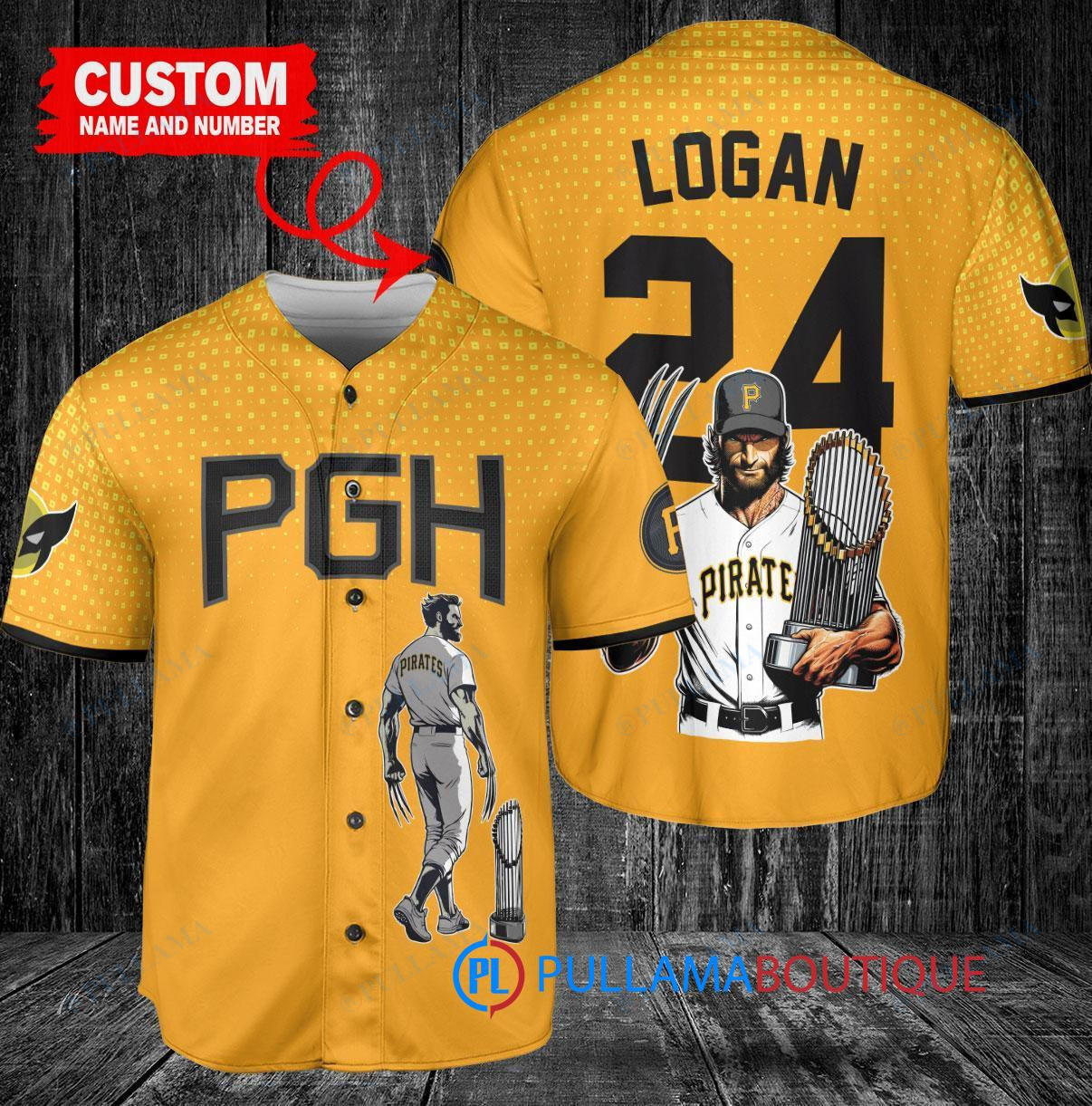 Pittsburgh Pirates x Wolverine Logan with Trophy Custom Baseball Jersey Gray