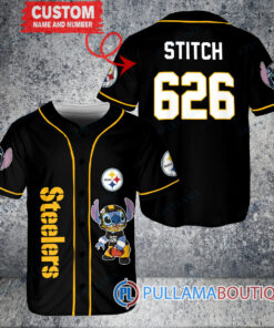 Pittsburgh Steelers Stitch Custom Baseball Jersey Black