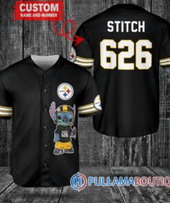 Pittsburgh Steelers Stitch Custom Baseball Jersey Black Without Piping