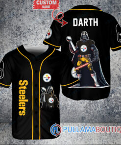 Pittsburgh Steelers x Darth Vader Star Wars with Trophy Custom Baseball Jersey Black