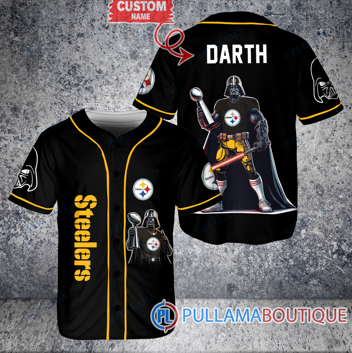 Arizona Cardinals x Darth Vader Star Wars with Trophy Custom Baseball Jersey Black