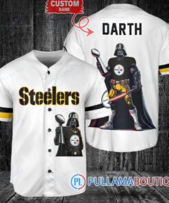 Pittsburgh Steelers x Darth Vader Star Wars with Trophy Custom Baseball Jersey White