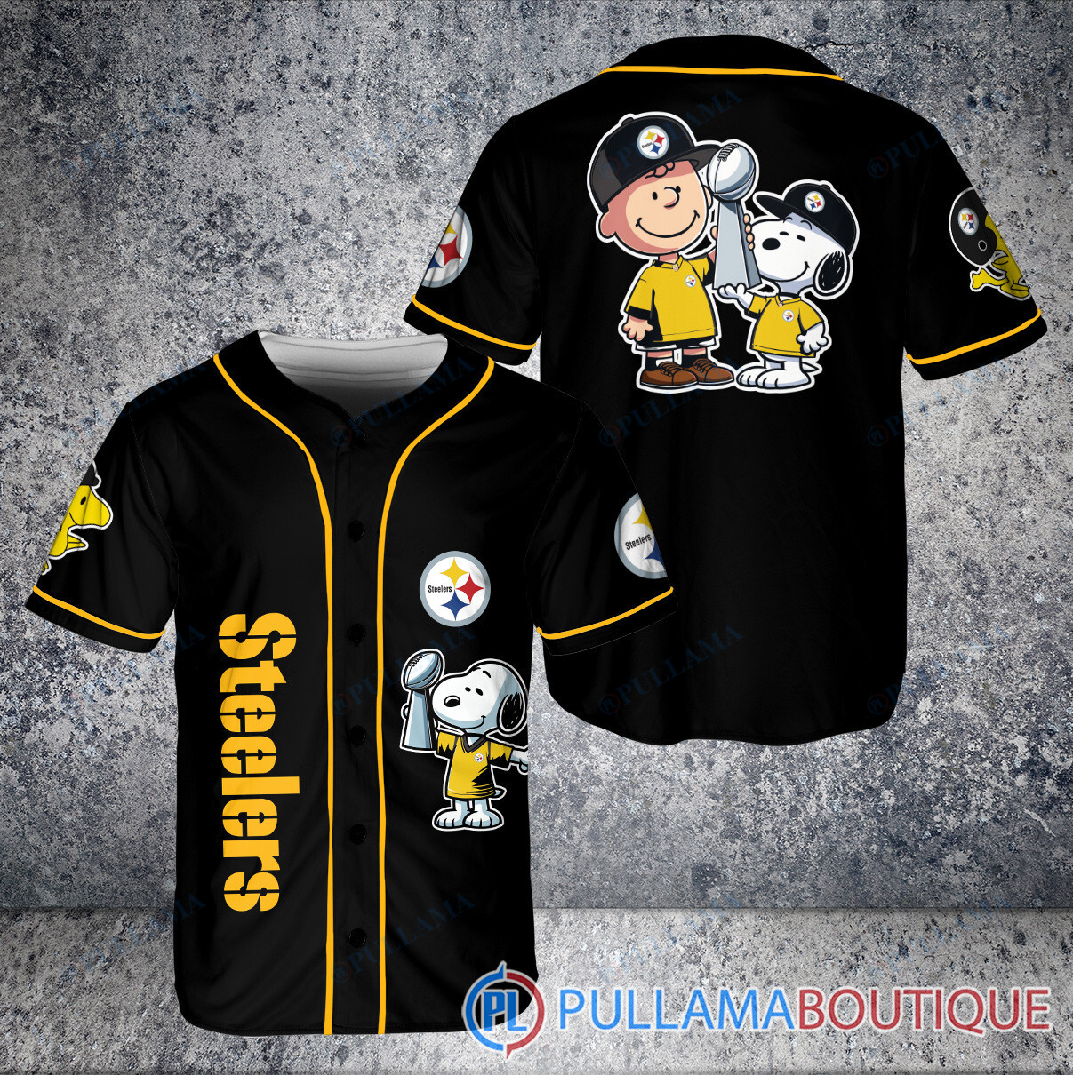 Detroit Lions x Snoopy and Charlie Brown with Trophy Baseball Jersey White