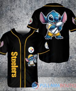 Pittsburgh Steelers x Stitch with Trophy Baseball Jersey Black