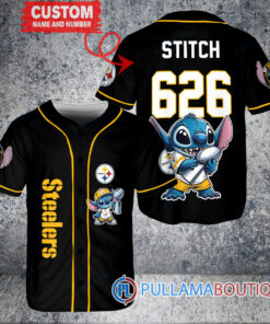 Pittsburgh Steelers x Stitch with Trophy Custom Baseball Jersey Black