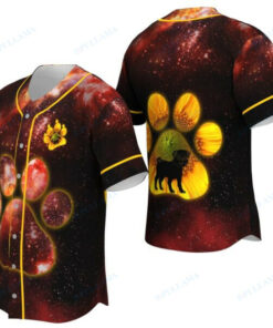 Pug Paw Sunflower Red Baseball Jersey