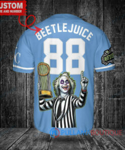 Royals x Beetlejuice Halloween World Series Trophy Baseball Jersey Blue