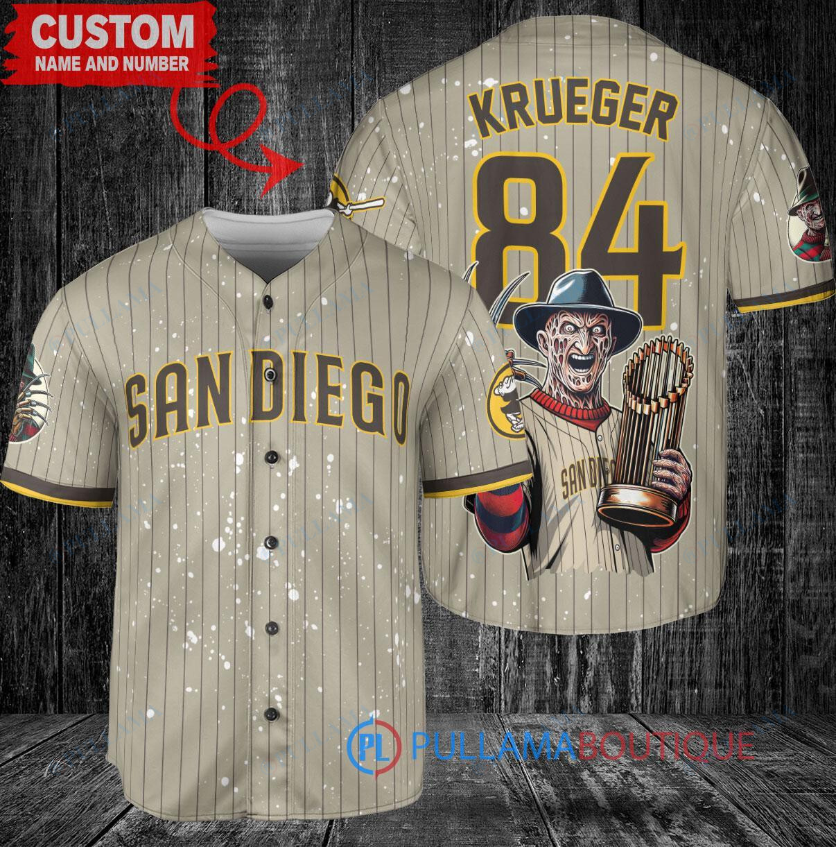 Astros x Freddy Krueger Halloween World Series Trophy Baseball Jersey White