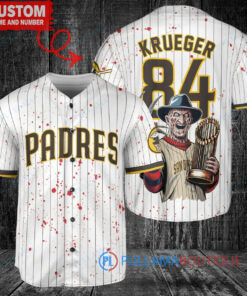 San Diego Padres Freddy Krueger Halloween World Series Trophy Baseball Jersey White V2