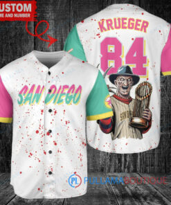 San Diego Padres Freddy Krueger Halloween World Series Trophy Baseball Jersey White