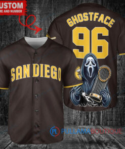 San Diego Padres Ghostface Scream Halloween World Series Trophy Baseball Jersey Brown