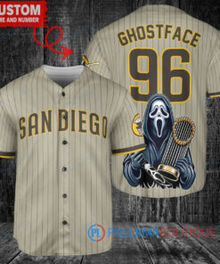 San Diego Padres Ghostface Scream Halloween World Series Trophy Baseball Jersey Tan