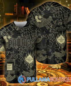 San Diego Padres Harry Potter The Marauders Map Baseball Jersey Black