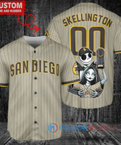 San Diego Padres Jack Skellington Sally World Series Trophy Baseball Jersey Tan