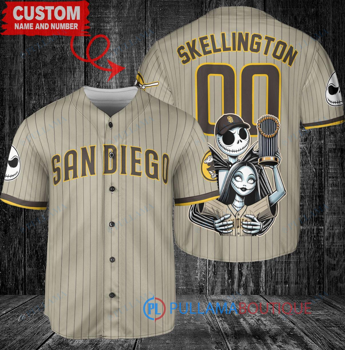 Pirates x Jack Skellington Sally World Series Trophy Baseball Jersey White