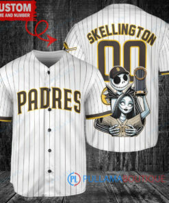 San Diego Padres Jack Skellington Sally World Series Trophy Baseball Jersey White