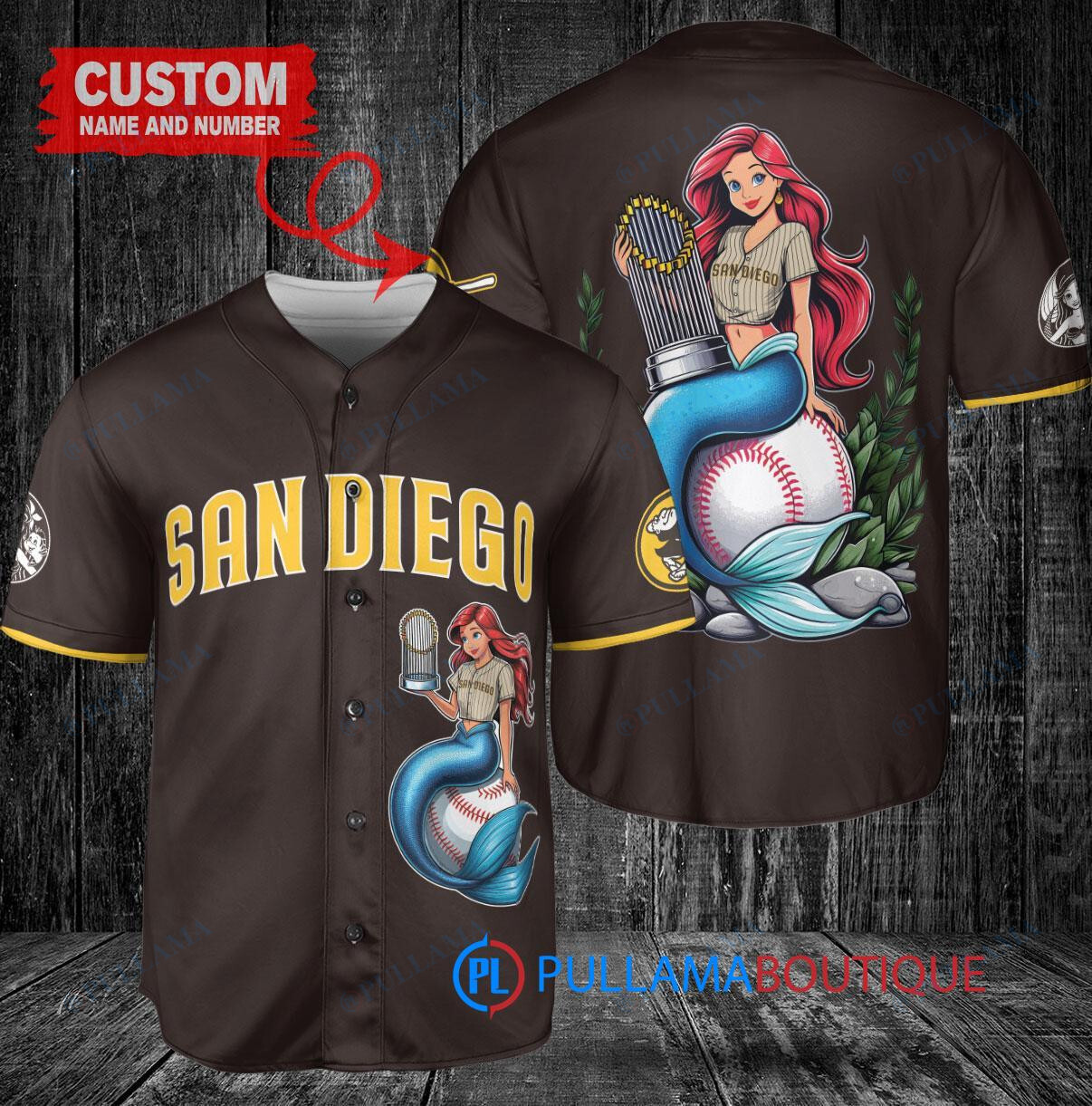 Philadelphia Phillies x Ariel Mermaid with Trophy Custom Baseball Jersey Red