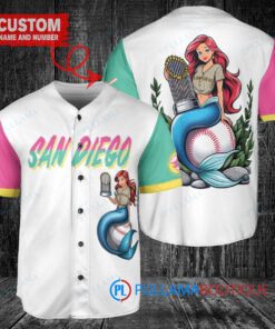 San Diego Padres x Ariel Mermaid with Trophy Custom Baseball Jersey White