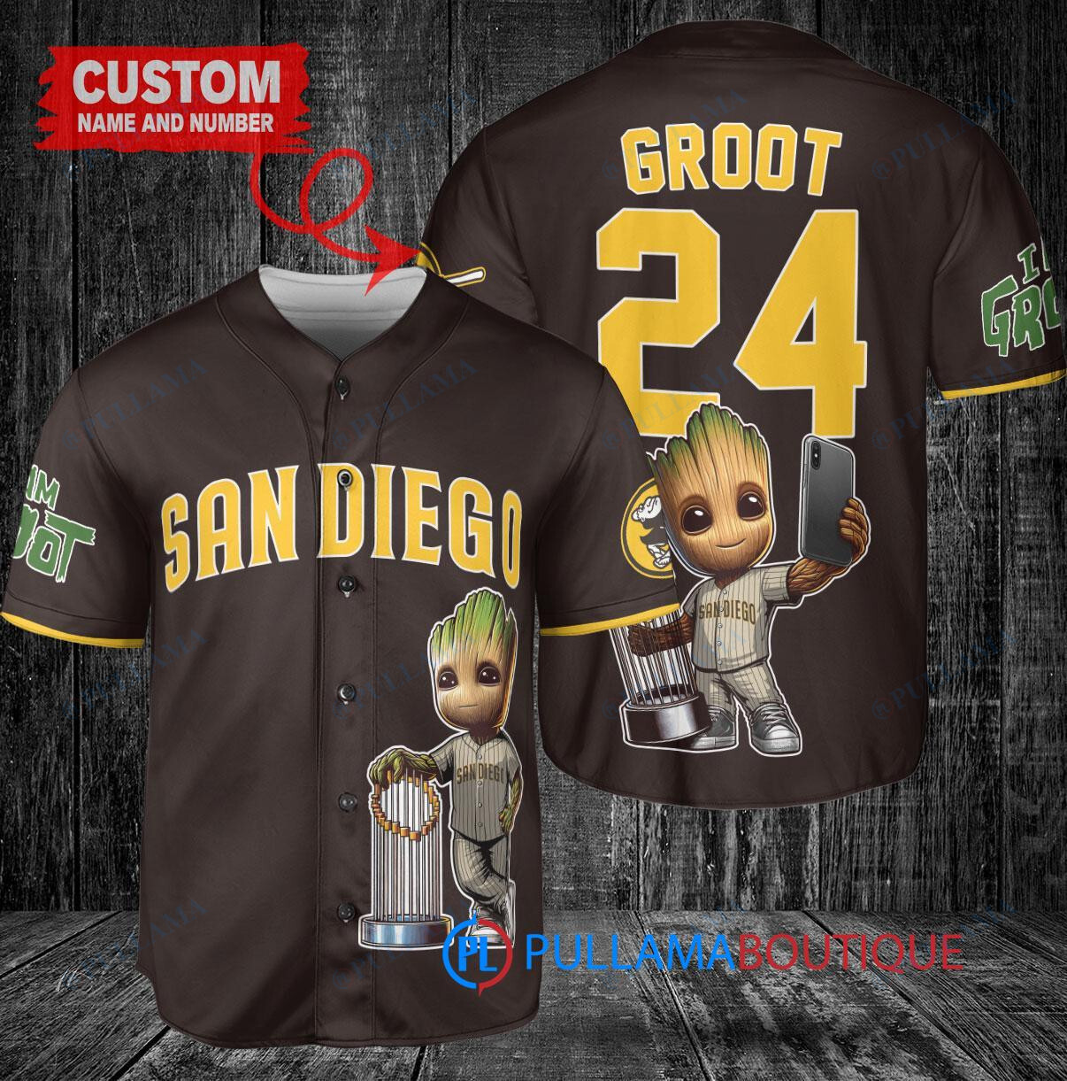 Chicago Cubs x Baby Groot Marvel Guardians Of The Galaxy with Trophy Custom Baseball Jersey Navy