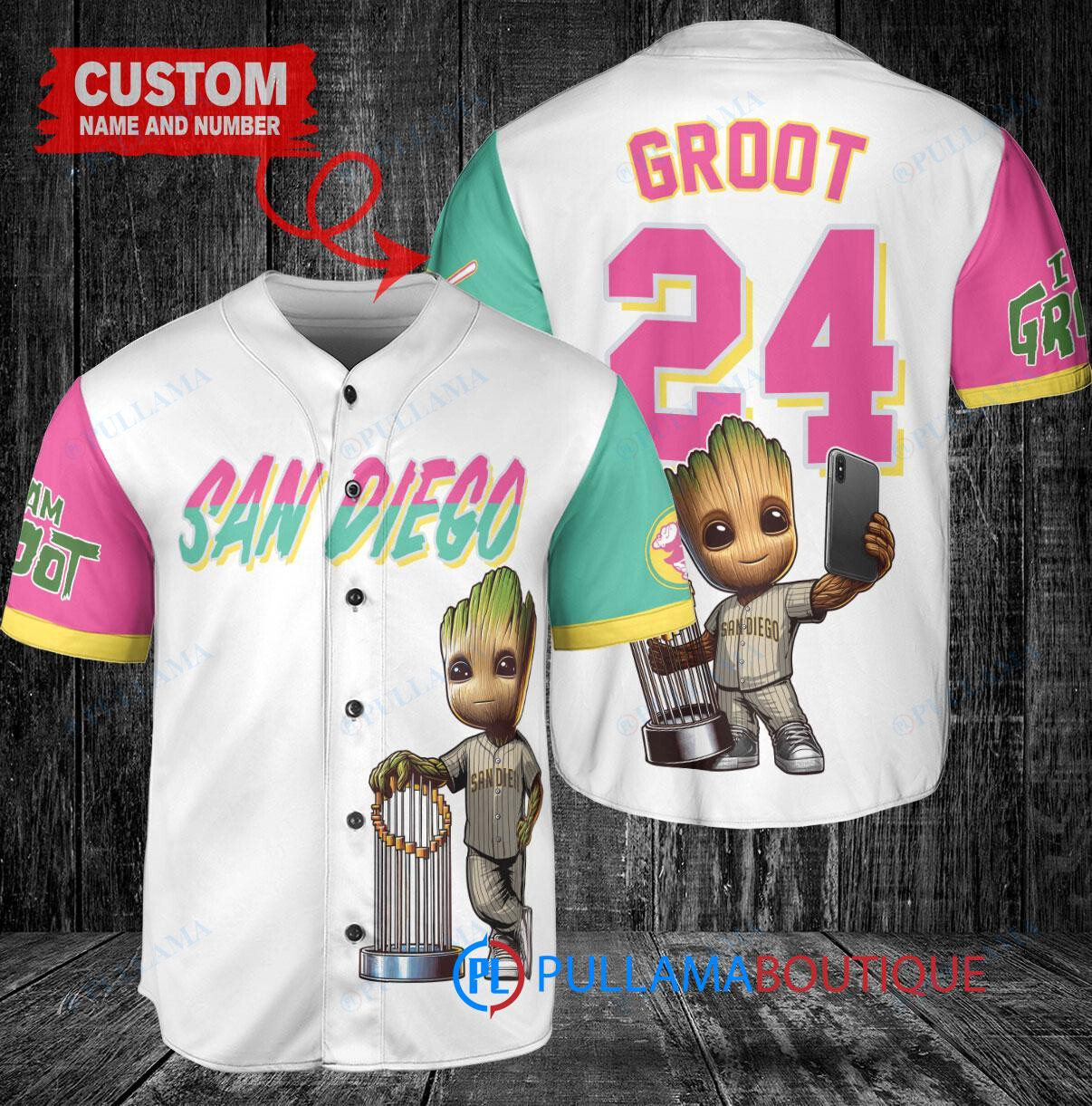 Philadelphia Phillies x Baby Groot Marvel Guardians Of The Galaxy with Trophy Custom Baseball Jersey White