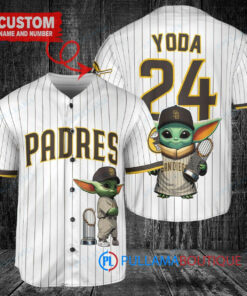 San Diego Padres x Baby Yoda Star Wars The Mandalorian with Trophy Custom Baseball Jersey White