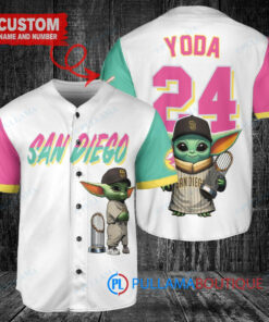 San Diego Padres x Baby Yoda Star Wars The Mandalorian with Trophy Custom Baseball Jersey White City Connect