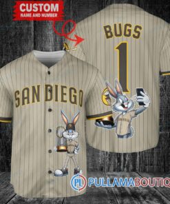 San Diego Padres x Bugs Bunny with Trophy Baseball Jersey Tan