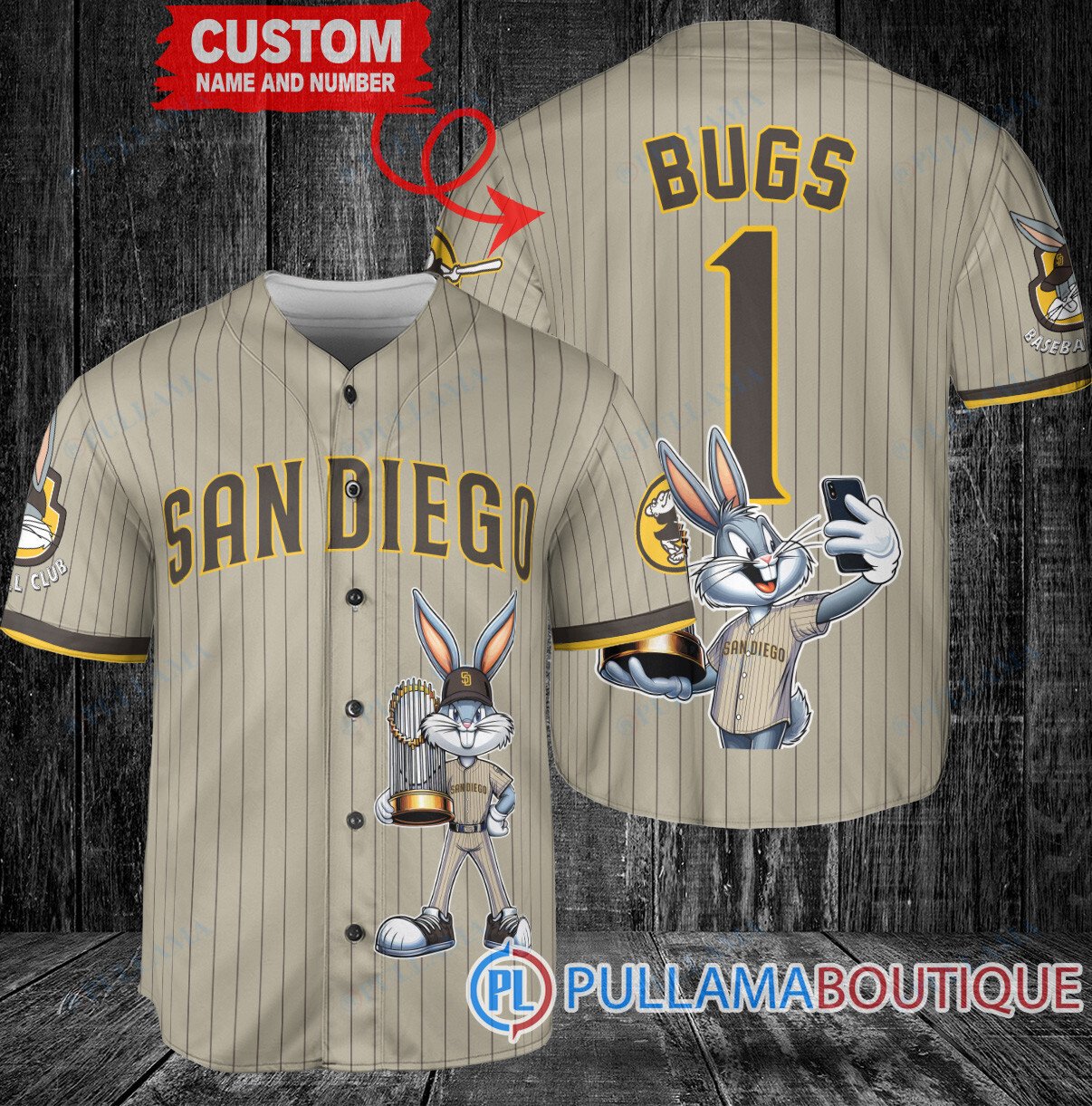 Arizona Diamondbacks x Bugs Bunny with Trophy Baseball Jersey Cream-Purple