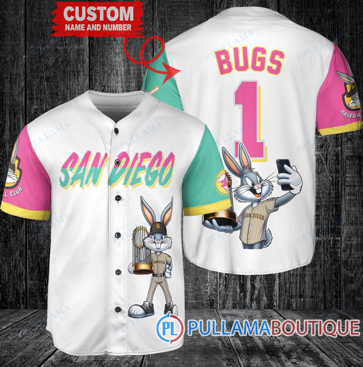 New York Yankees x Bugs Bunny with Trophy Baseball Jersey Navy