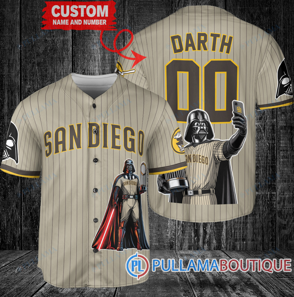 Pittsburgh Pirates x Darth Vader Star Wars with Trophy Baseball Jersey White