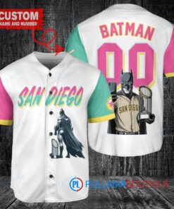 San Diego Padres x DC Comics Batman The Dark Knight with Trophy Custom Baseball Jersey White City Connect