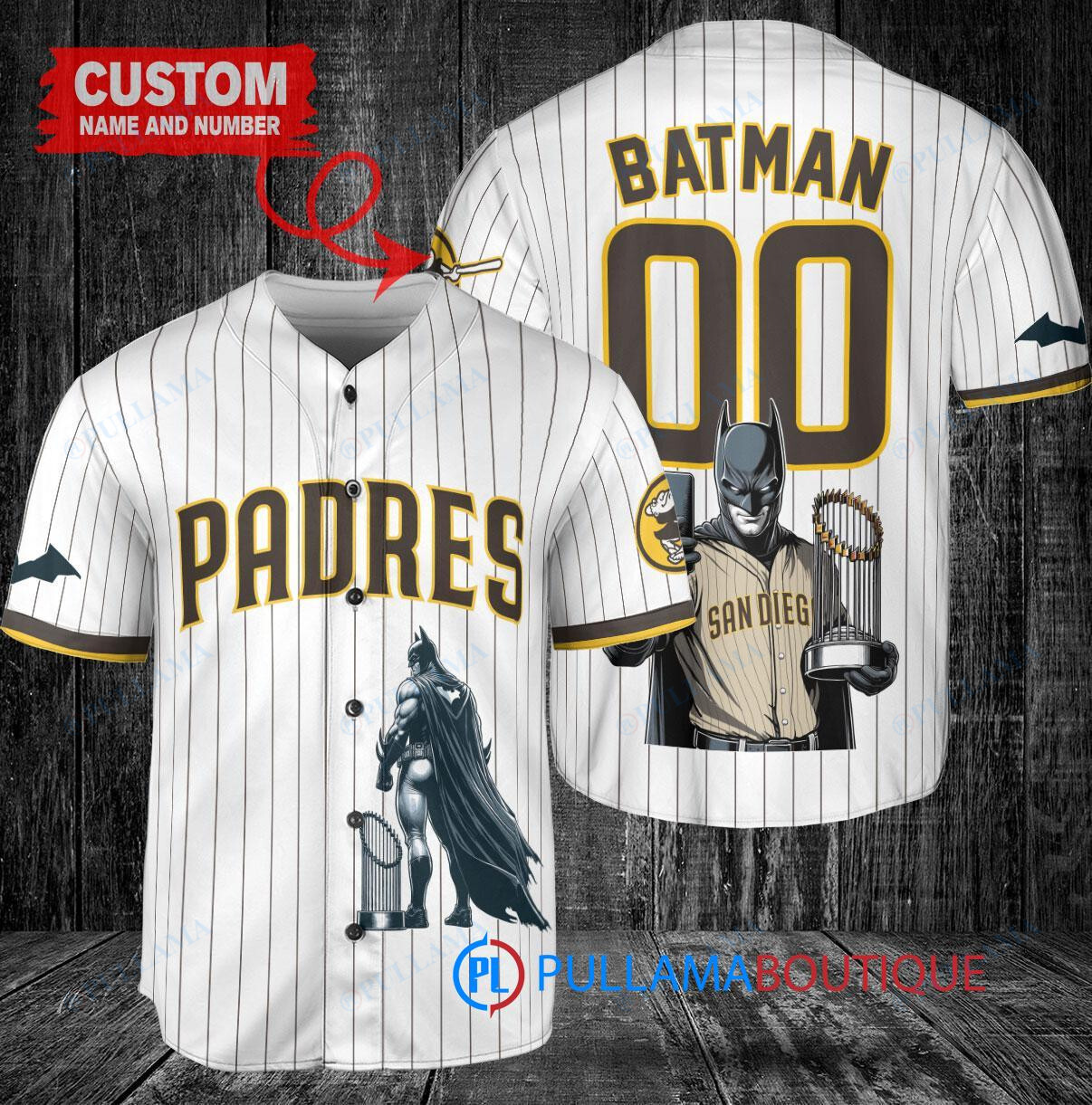 Miami Marlins x DC Comics Batman The Dark Knight with Trophy Custom Baseball Jersey Red