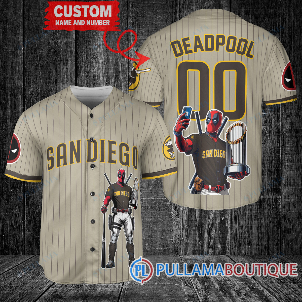 Houston Astros x Deadpool with Trophy Baseball Jersey White