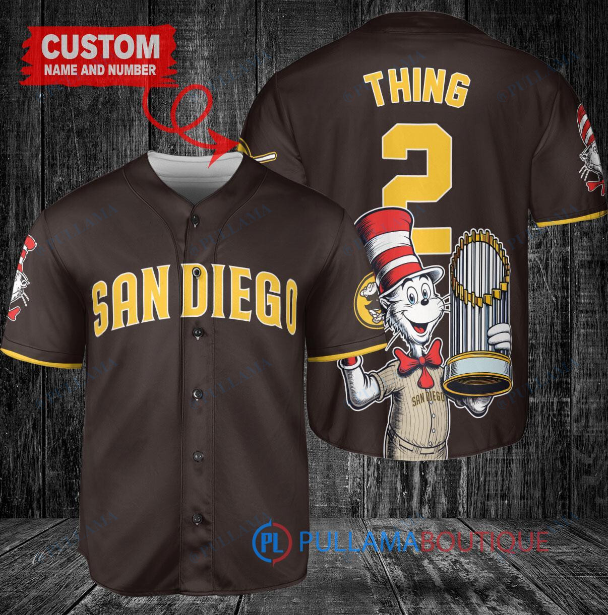 Detroit Tigers x Dr Seuss with World Series Trophy Custom Baseball Jersey Navy City Connect