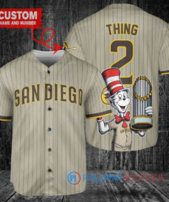 San Diego Padres x Dr Seuss with World Series Trophy Custom Baseball Jersey Tan