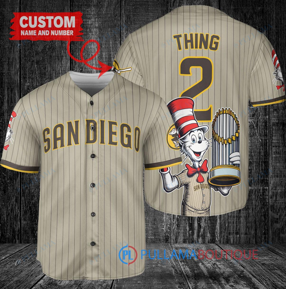 Chicago Cubs x Dr Seuss with World Series Trophy Custom Baseball Jersey White