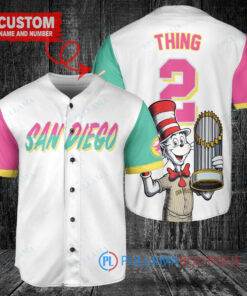 San Diego Padres x Dr Seuss with World Series Trophy Custom Baseball Jersey White City Connect